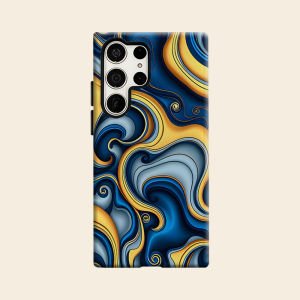 BILIBILI | Blue Gold Liquid Marble Luxury Fashion Full Lens Protective Case for Samsung Galaxy S26 S25 S24 A56 A36 Plus Ultra