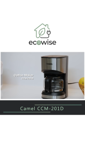 EcoWise Camel CCM-201D Drip Coffee Maker 0.6L with Warming Plate Automatic Coffee Machine for 4-6 Cups (Black)