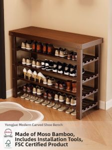 HAOMEIJIA | Shoe Rack with Dust-proof Storage and Shoe-changing Bench Function
