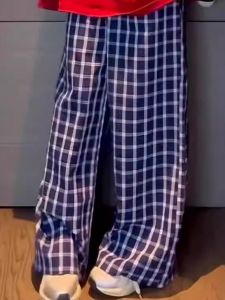 Áo Nỉ Dài Tay Màu Đỏ Phong Cách Hàn Quốc Cho Nữ Quần Kẻ Caro Rộng Rãi Thiết Kế Đầu Thu Quần Áo Công Sở Bộ Đồ Hai Mảnh