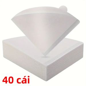 40/120 Cái Giấy Lọc Cà Phê Hình Chữ V Dùng Một Lần Hình Nón Dùng Cho Cà Phê Pha Tay 1-4 Miếng Mỗi Gói