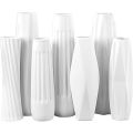 60cm Flat Ceramic Vase White Floor Large Simple and Modern Furnishings Decorative Nordic Geometric Water-Filled. 