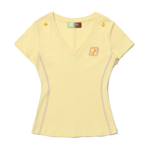 เสื้อยืดแขนสั้นทรงสลิมฟิต คอวี ผ้าฝ้ายแท้ ฤดูร้อน เสื้อผ้าทำงานสำหรับเยาวชน ผลิตจากจีน