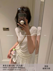 เสื้อยืดแขนสั้นผู้หญิง Zzykk ทรงเข้ารูป สีพื้น ทรงเข้ารูป ใส่ได้หลากหลาย ดีไซน์บาง ใส่ได้หลายชั้น เสื้อผ้าทำงานฤดูร้อน