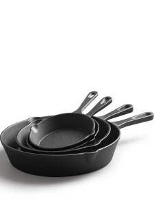 กระทะเหล็กหล่อแบบไม่ติดกระทะสำหรับทอดสเต็ก ถาดอบในเตา ใช้กับเตาได้ พร้อมด้ามจับเหล็ก เสื้อท่อนบน นิ้ว อุปกรณ์ทำครัว