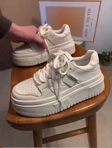 5 ซม. รองเท้าผู้หญิงแพลตฟอร์ม น้ำหนัก ทันสมัย กันลื่น การสึกหรอ รองเท้ากีฬาสีขาว ผู้หญิงอเนก