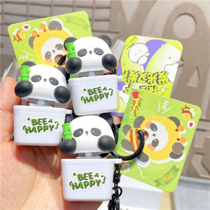 Creative Panda Electronic Stress Relief Wooden Fish Keychain Pendant Sound Producing Toy Small Gift Couple Bag Hanging Ornament