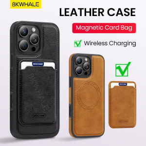 BKWHALE Từ Tính đồ đựng thẻ vỏ điện thoại Cho iPhone 16 Pro Max 16E 15 Pro Max 14 Pro Max 13 12 11 Pro Max 16 Cộng Với Với Từ Tính Ví đựng thẻ Ốp lưng bằng da Ốp chống sốc