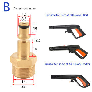 BEAR FORCE | High Pressure Car Washer Hose Connector Converter M22 Thread for AR Patriot Daewoo Lavor Black Decker Bosch Bort pressure washer
