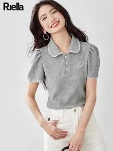 puella | Summer Korean Style Embroidered Waffle T-Shirt Short Sleeve