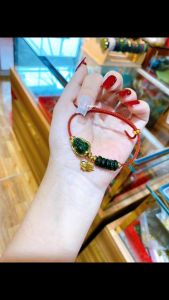 vòng tay tì hưu ngoc cẩm thạch tự nhiên vip mix đồng điếu cẩm thạch vip và charm hồ ly vàng tây vòng tay đá phong thủy trang sức thiết kế đủ hóa đơn thẻ bảo hành