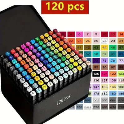 24/36/48/60/80/120 Colors Double Tip Permanent Art Marker pens for Drawing Painting Sketching Comics Design School Supplies