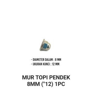 Mur Topi Pendek 8mm ("12) - Mor Ring Baut 8 MM Kunci 12 "Pendek" (Harga Per 1 Biji)