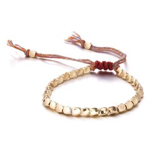 Buddha Tibetan Copper Beads Lucky Bracelets For Women Men Ethnic Handmade Geometric Irregular Bead Woven Bangles Amulet Jewelry