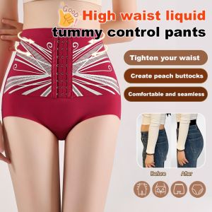 Women High Waist Tummy Control Pants Floating Warm Seamless Comfortable Women Underwear Breathable Hip Lifting Body Shaping Pants 塑身高腰收腹裤