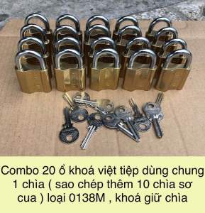 Set 20 ổ khoá việt tiệp dùng chung 1 chìa ( sao chép thêm 10 chìa sơ cua ) loại 0138M  khoá giữ chìa