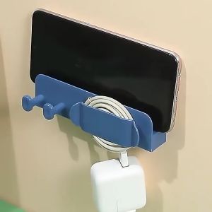 1Pcs Wall Mounted Plug Storage Multifunction Punch Free Organizer Phone Plug Charging Holder Charge Phone Holder