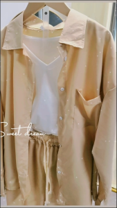 Women Long Sleeve Summer Shirt Wide Leg Pants terno Solid Color Outfit 2 Pieces  L4045