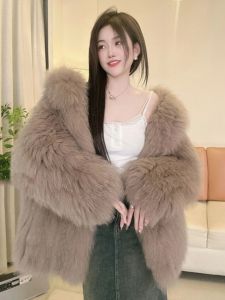 Fujia Qianjin Hooded Environmental-Friendly Fox Fur Fur Outwear Female Winter Young Mid Length Long Length Loose Thick Plush Coat