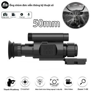 Ống Nhòm Đơn Thị Hồng Ngoại HD 50mm Với Thước Ngắm Kỹ Thuật Số Camera Video Gắn Vào Súng Trường Dùng Cho Cắm Trại