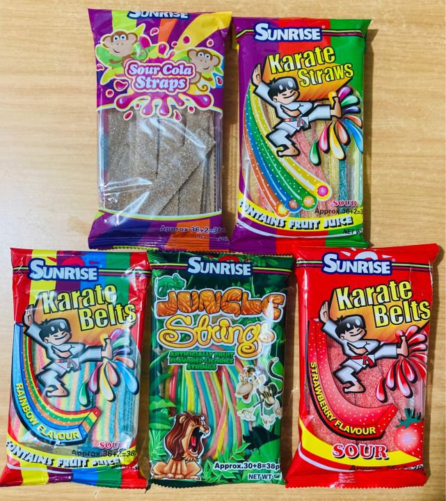 Sunrise Karate Belts 38pcs (160g) Sunrise Rainbow Karate Belts / Gummy
