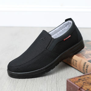 Beijing Mens Cloth Shoes Casual Work Shoes Anti-Slip Soft Bottom Large Size round Toe Spring Autumn Pure Color Footwear