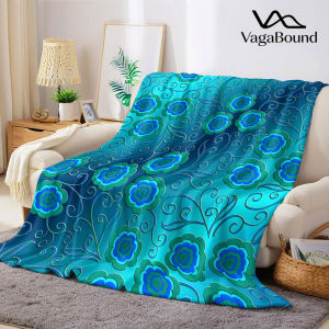 teal floral swirl Flannel Blanket Warm Soft Halloween Christmas Decorative Couch Warm Cozy All-Season Gift