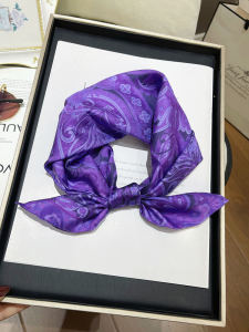 Purple Silk Scarf Women Autumn and Winter High Sense 00% Mulberry Silk Twill Weave Silk Small Square Towel Accompany Shirt Small Neckerchief