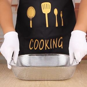 Stainless Steel Drain Basket Metal Mesh Colander Strainer for Kitchen Washing Vegetables Fruits Rice Draining Sink Multi-functional Rectangular Chopsticks Basket