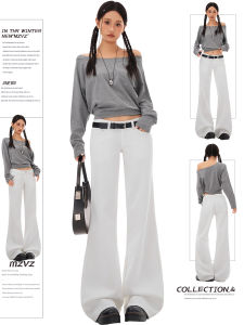 MZVZ | Vintage American White Flare Denim Pants for Women