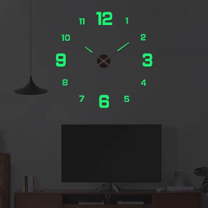 3D Wall Clock Luminous Frameless DIY Digital Clock Wall Stickers for Home Living Room Office Wall Decor