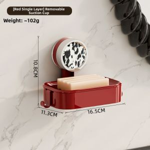 josogo | Suction Cup Mounted Soap Holder Water Drainage Double Layer Shelf