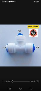 KONEKTOR RO TEE ORIGINAL selang 3/8 - selang 1/4 - selang 3/8 : gratis clip biru