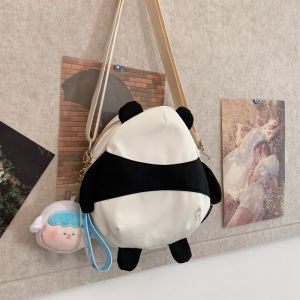 Waterproof Large Capacity Cartoon Panda Canvas Crossbody Bag Personality Womens Handbag Fashionable Trendy Daily Use