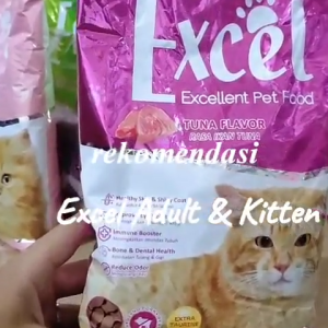 Pakan kucing excel 500gr / bentuk ikan donat segitiga
