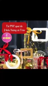 [LOẠI DÀY] Túi PVC Quai Da Tròn ST GROUP kèm đầy đủ phụ kiện Túi Quà Lễ Tết đựng bánh kẹo hoa trái cây siêu bền chắc