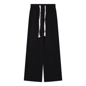 High Waist Thickened Fleece Womens Winter Wide Leg Casual Pants Soft Loose Walking Straight Tube Pants Pink Trousers