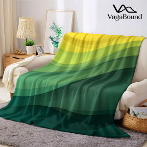 Yellow Green Gradient Wave Flannel Blanket Warm Soft Halloween Christmas Decorative Couch Warm Cozy All-Season Gift