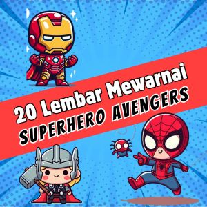 20 Kertas Gambar Mewarnai - Superhero Avengers / Kertas Mewarnai A4 A5