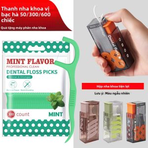Combo 600/300 Que Tăm Chỉ Nha Khoa Trượt Mượt Với Hộp Đựng Tiện Lợi - Chất Liệu PE Làm Sạch Răng Miệng