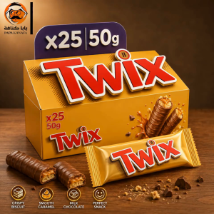 Twix Chocolate Bar – 50 g × 25 pcs crunchy biscuit topped with smooth caramel