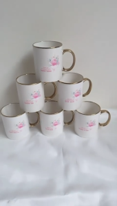 [SG] Personalised Customised Porcelain Coffee Mug Gold Rim Cup Birthday Gift Wedding Gift