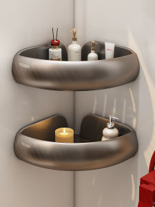 No-Drill Bathroom Corner Rack Nordic Style Pure Color Wall Mounted Storage Shelf Triangle Basket Toilet Accessories Organizer