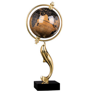 Luxury Lightweight Globe Lamp High-End Office TV Cabinet Decorative Home Living Room Tabletop Blessing Crystal Copper Creative Trendy Design