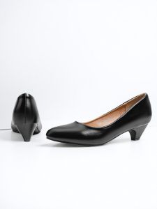 Black Low Heel Soft Sole High Heel Shoes