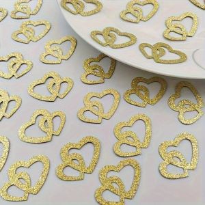 50Pcs Deluxe Light Gold Heart-Shaped Paper Confetti - Add Romantic Atmosphere To Wedding and Party Decorations Reusable Design