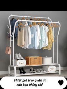 Giá Treo Quần Áo Kệ Thanh Đôi Treo Quần Áo Tích Hợp Ngăn Để Đồ Thanh Thép Cacbon 3 Trong 1 Nhiều Kiểu Dáng Giá Sinh Viên