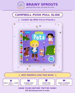 🐾💛 Woof Meow & Hop! — Campbell Busy Pets is the Most Adorable Push Pull & Slide Book Around! 💛🐾 Interactive Push Pull Slide Board Book for Toddlers