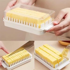 Quantitative Cutting Butter Dish Plastic Butter Dish with Dividable Lid Butter Airtight Preservation Container BoxKeeper Container for Freezer Countertop Butter Storage and Accurate Cutting