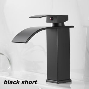 Copper Waterfall Basin Faucet European Style Black Silver Paint Hot and Cold Dual Control Faucet Kitchen Bathroom Wash Basin